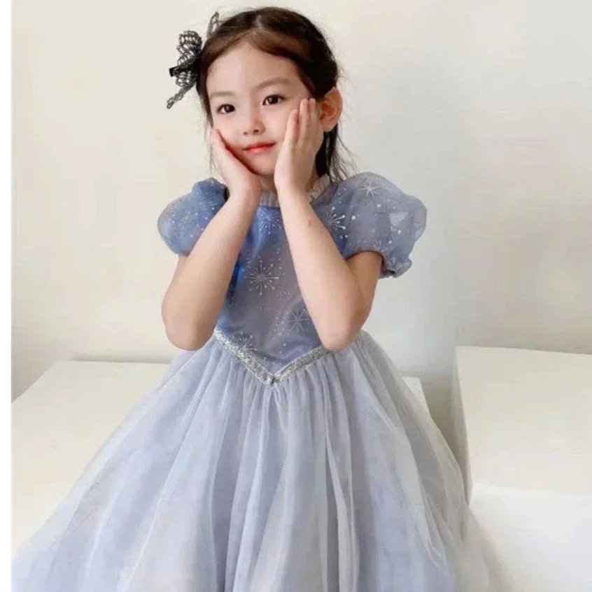 Đầm xòe Quảng Châu thiết kế vải ren bồng bềnh tay bồng công chúa cho bé gái 32-36kg - Ảnh 5