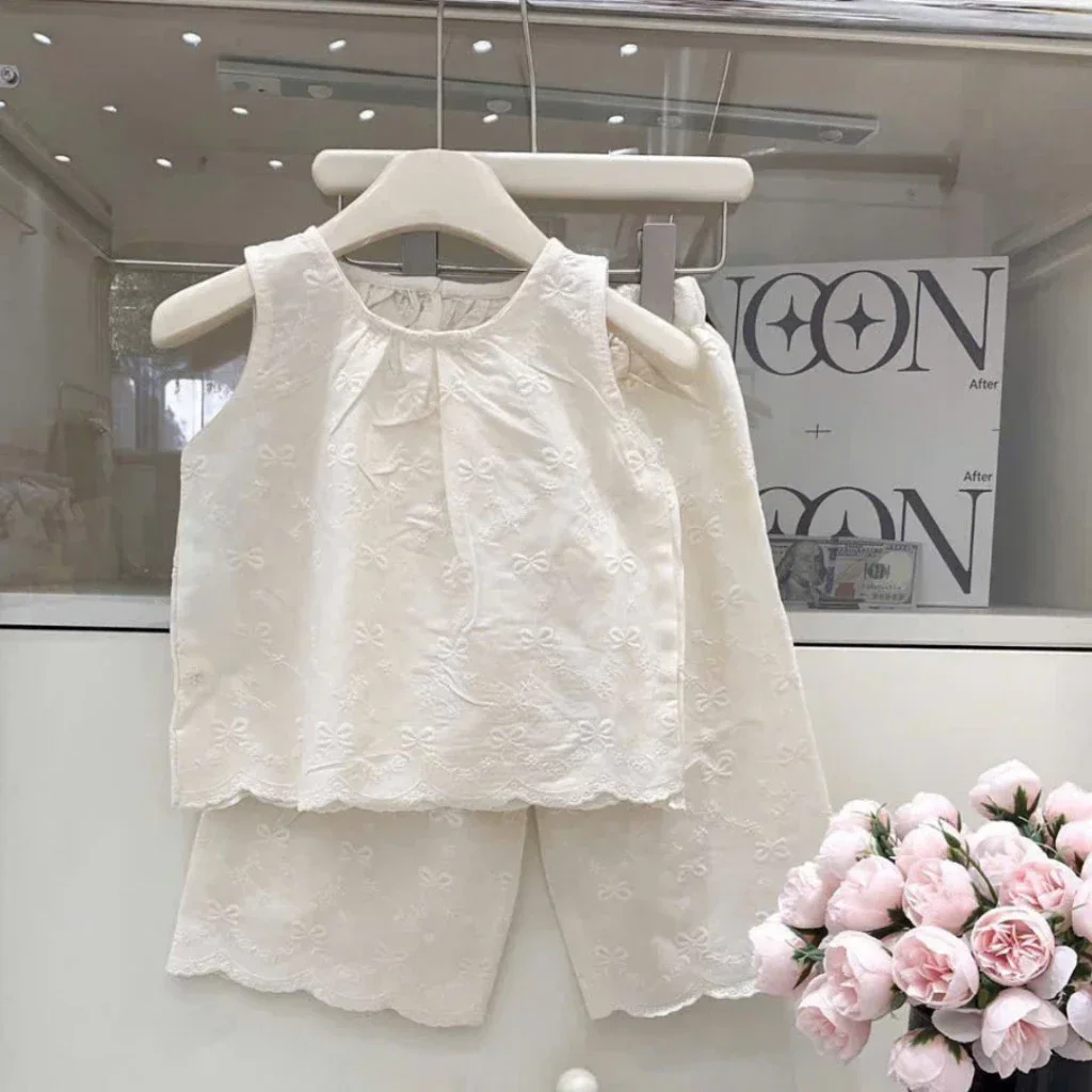 Set Bộ Bé Gái Tiểu Thư Ren Mềm Mại, Thoáng Khí Sang Trọng - Ảnh 1