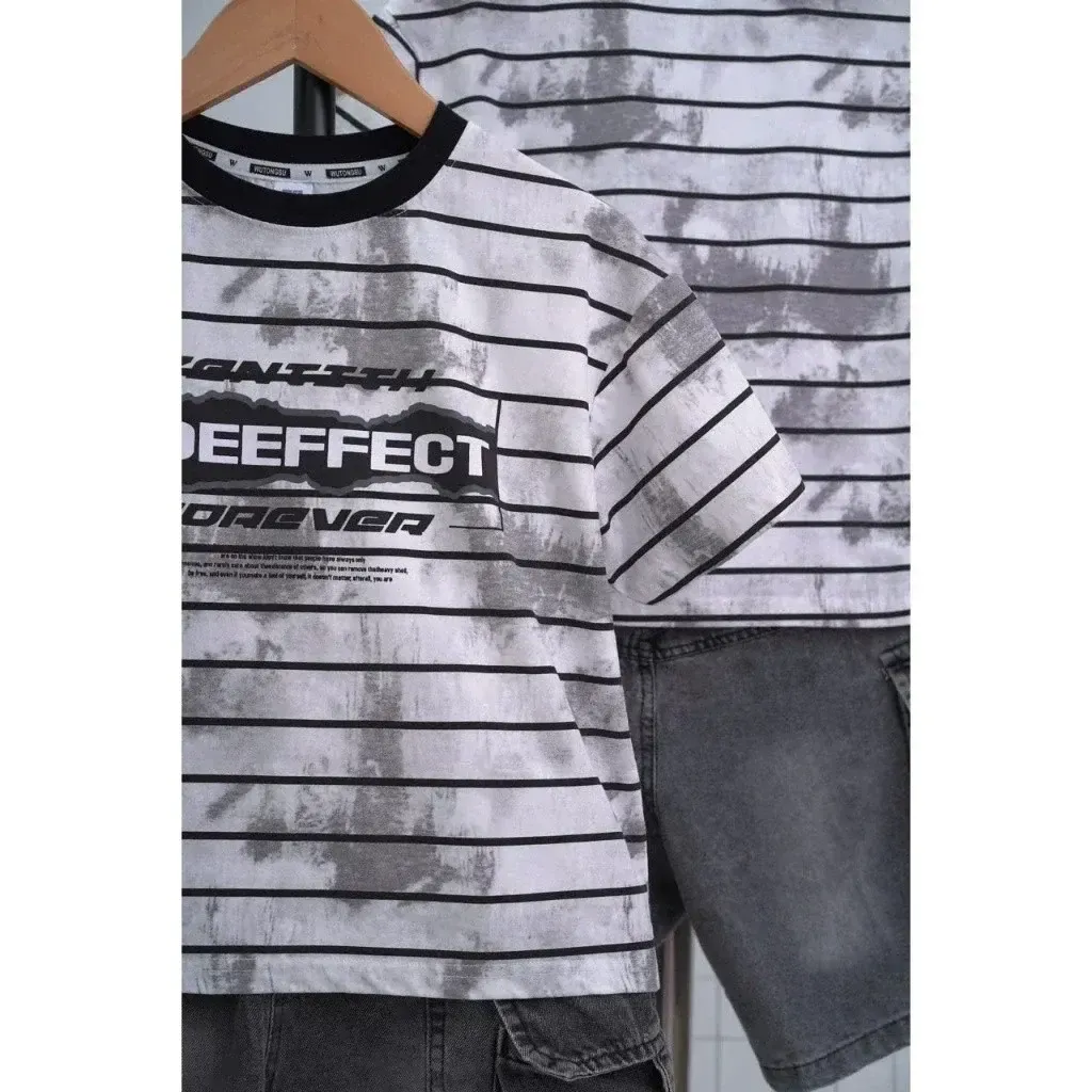 Set Bộ Bé Trai Phong Cách HipHop - Áo Thun Cotton Loang Kẻ & Quần Jean Túi Hộp QC Cao Cấp - Ảnh 7