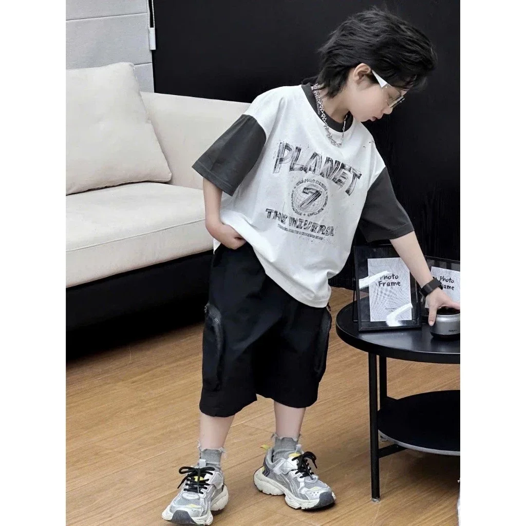 Set Bộ Đồ Năng Động Áo Thun kết hợp quần túi hộp Cho Bé Trai - Ảnh 3