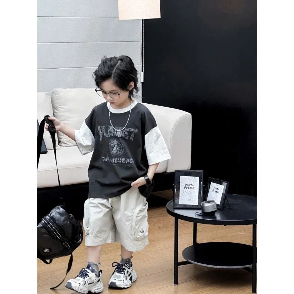 Set Bộ Đồ Năng Động Áo Thun kết hợp quần túi hộp Cho Bé Trai - Ảnh 5
