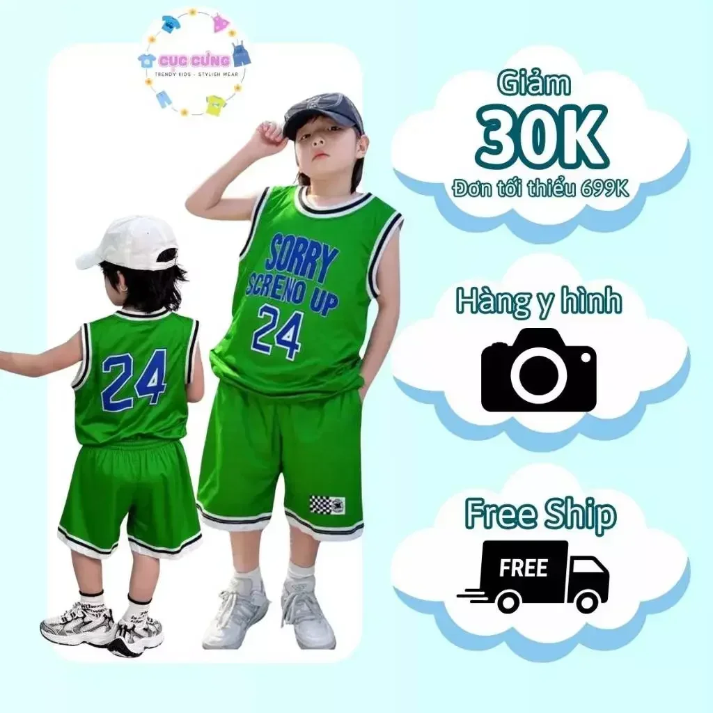 Set Đồ Bộ Thể Thao Bóng Rổ Trẻ Em Unisex Quảng Châu mịn màng dày dặn - Ảnh 7