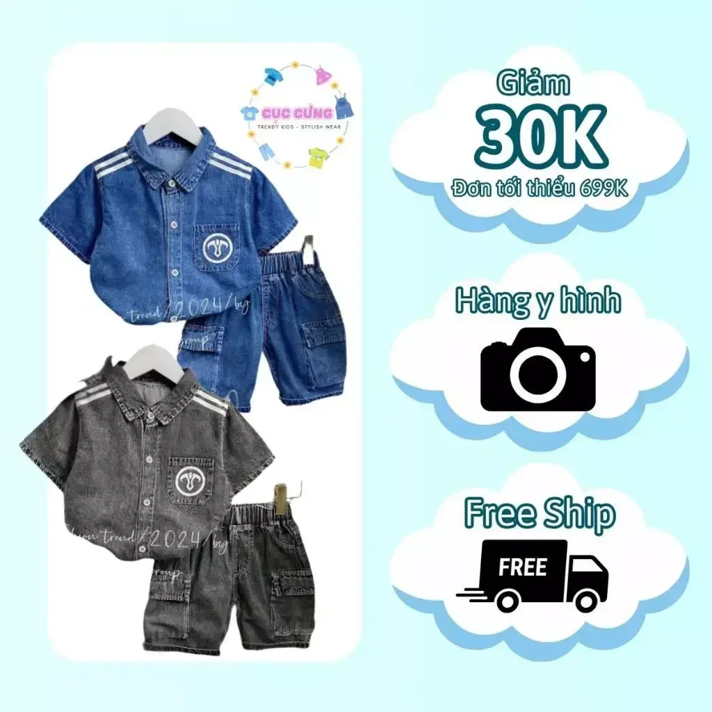 Set jeans bé trai Quảng Châu Cao Cấp - Ảnh 4